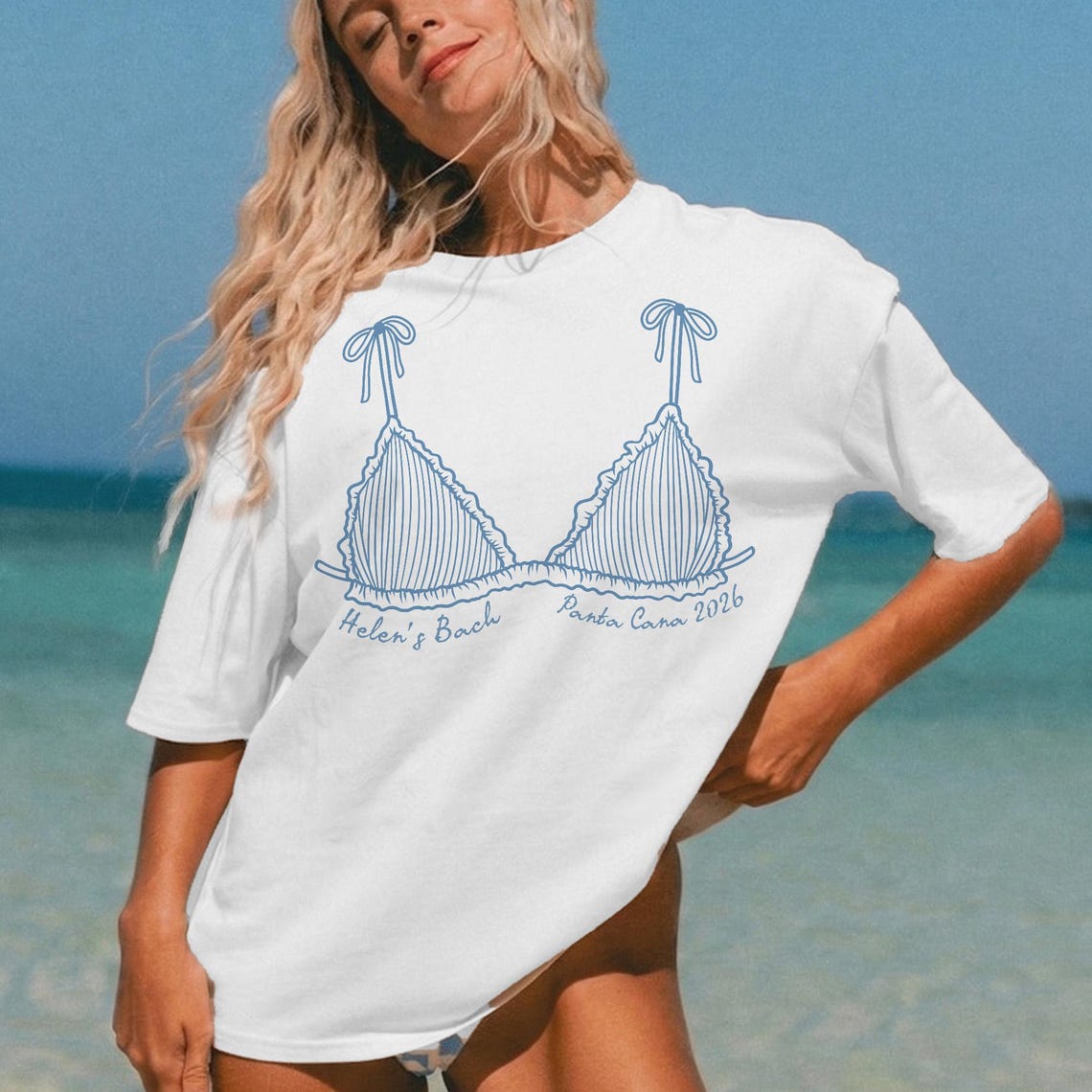 Personalized Bikini Bachelorette Shirt, Custom Beach Bach Party Shirt, Coastal Bachelorette Shirt, Bridal Party Shower Gift, Bachelor Shirt
