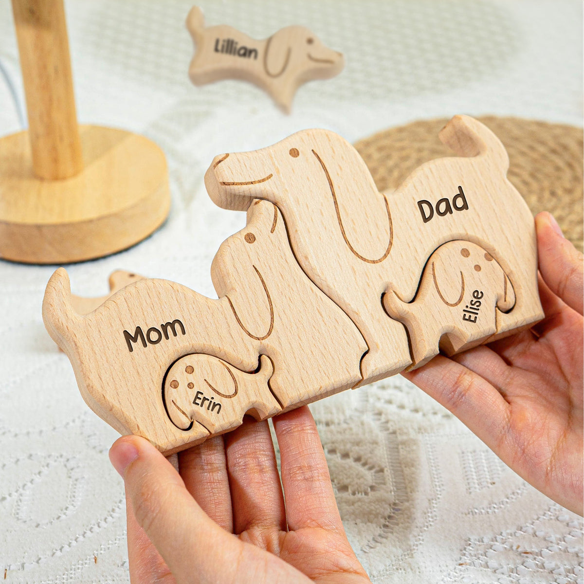 Dog Family - Personalized Family Wooden Puzzle - Gift For Family, Mother's Day, Father's Day Gift