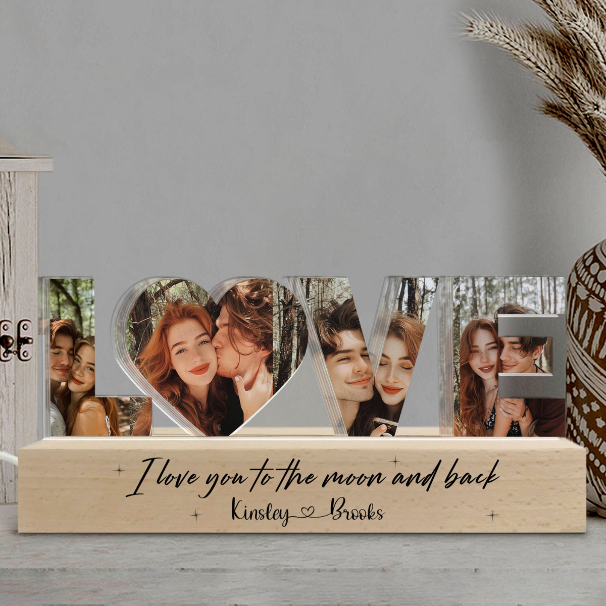 Personalized Couple Photo Collage Night Light, Custom Wedding Photo Gift, Anniversary Gift, Gift for Couple, Gift for Girlfriend Boyfriend