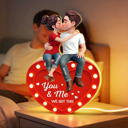 You & Me We Got This Kissing Couple - Personalized Acrylic Light Box - Valentine's Day Gift For Couple, Anniversary Gift