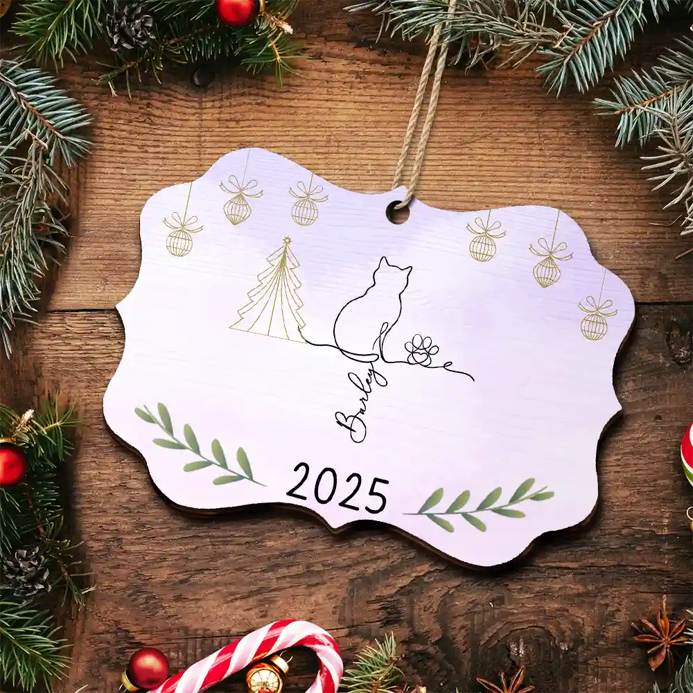 Cat Line Christmas - Personalized Ornament - Gift For Cat Lovers, Christmas Gift For Family