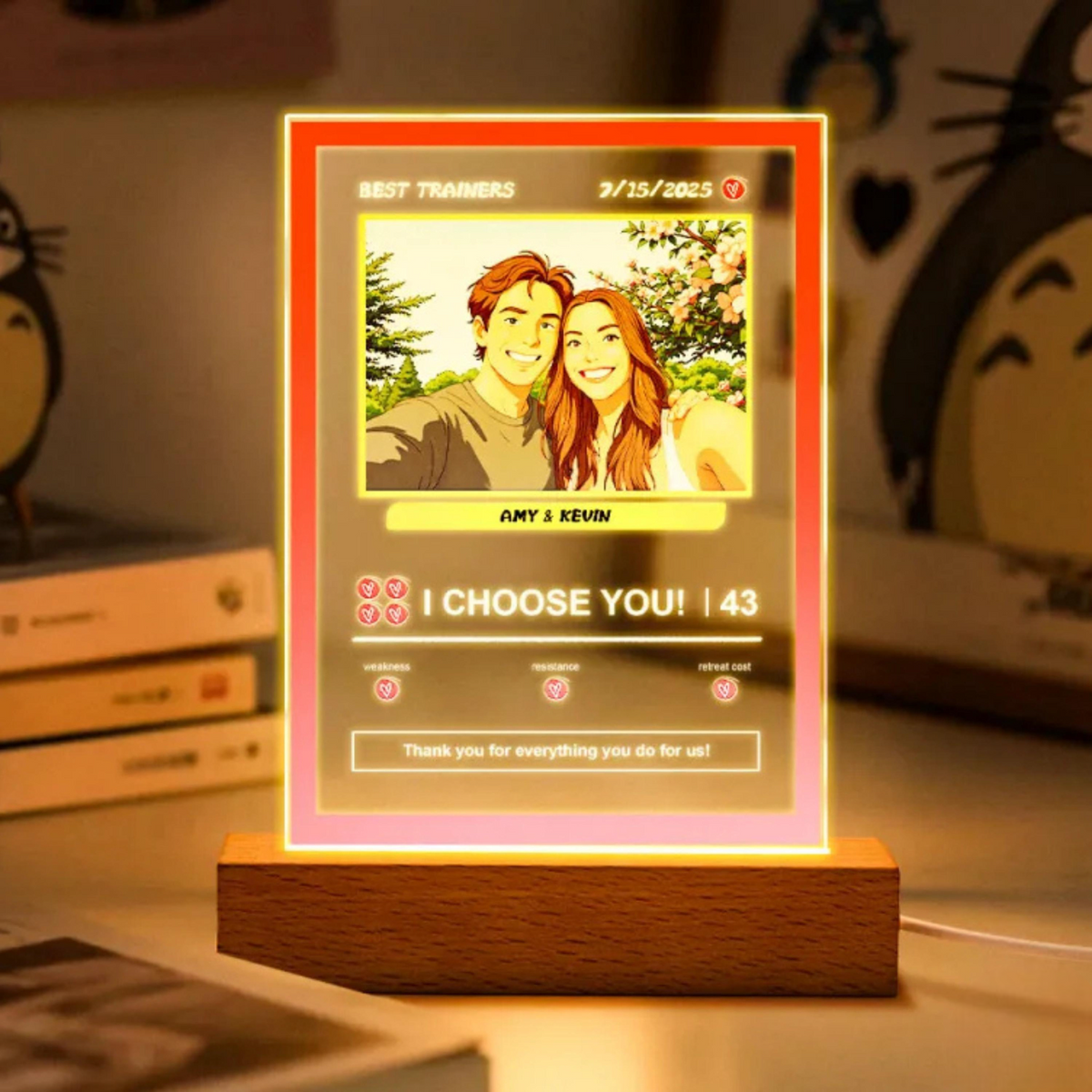 Personalize Pokemone Photo Night Light Wedding Gift Poke Mon Night Light Lamp Home Keepsake Poke Mon Cards Gift for Couple Trading Cards