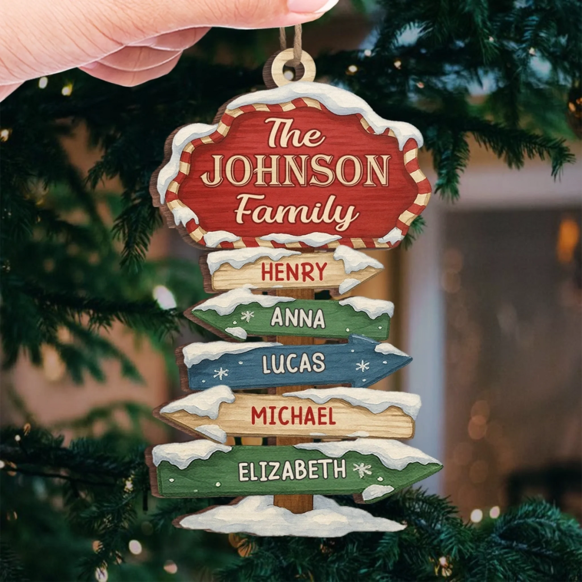 Family Where Love Begins And Never Ends - Personalized Wooden Ornament - Christmas Gift For Family