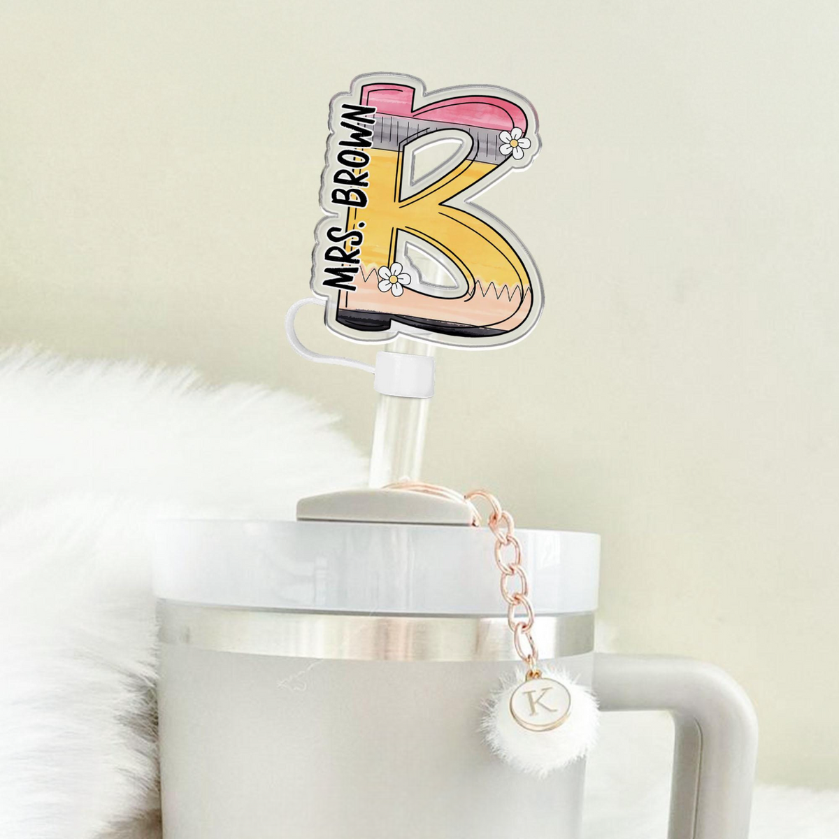 Personalized Teacher Straw Topper, Teacher Straw Cover, Teacher Gifts, Teacher Appreciation Gifts, Gift For Teacher