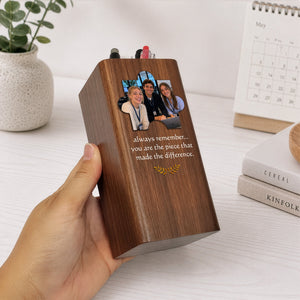You Are The Piece That Made The Difference - Personalized Pen Holder With Clock - Retirement Gift, Office Gift