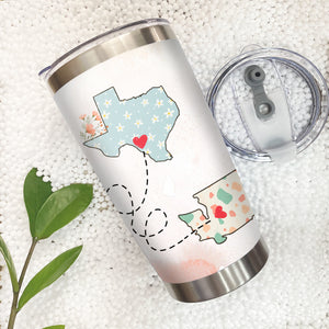 I Wish You Lived Next Door - Personalized Tumbler - Long Distance Friendship Gifts, Custom State-to-State Tumbler