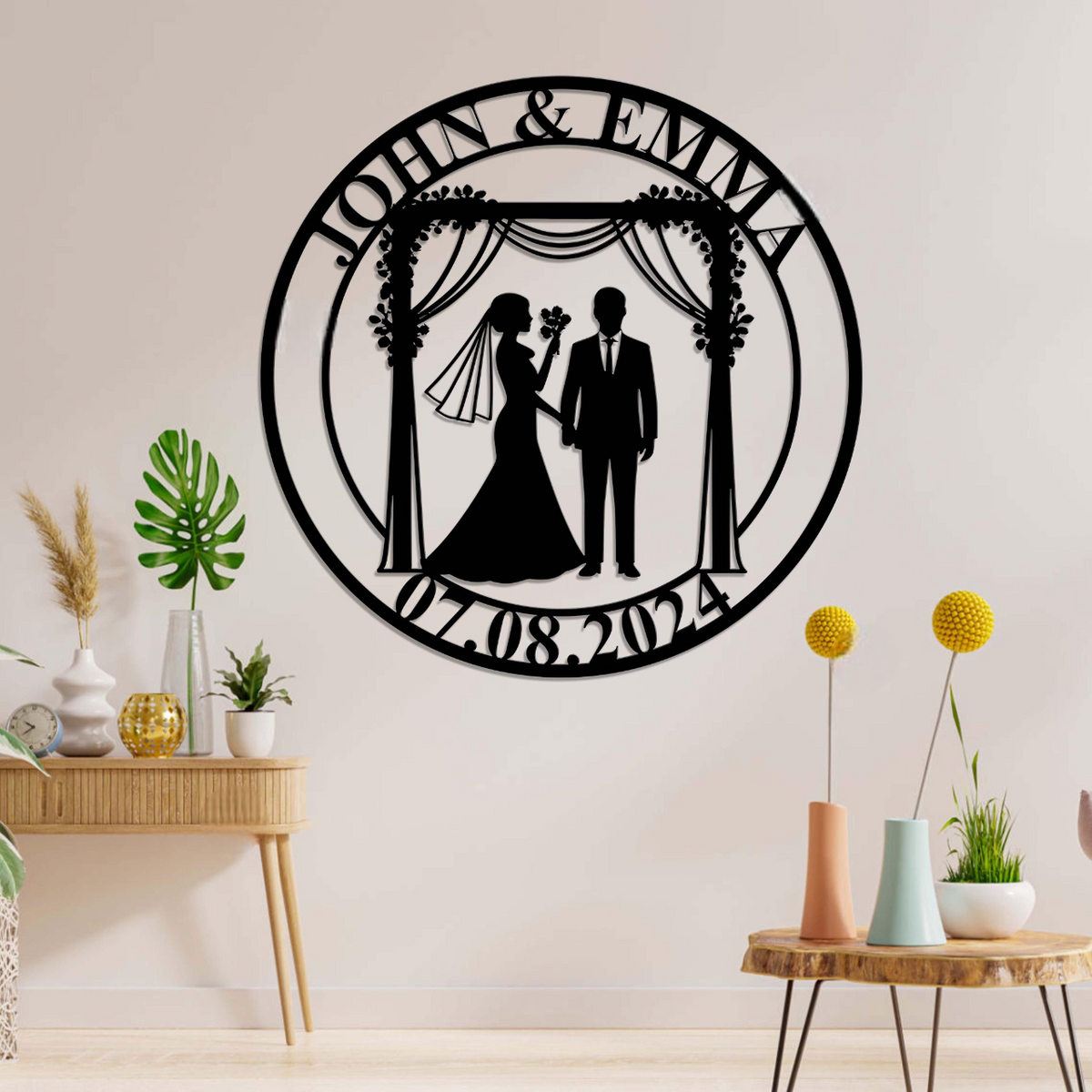 Personalized Wedding Metal Sign, Custom Couple Name Sign, Anniversary Gift, Wedding Date Sign, Newlywed Gift, Bridal Shower Gift,Couple Sign