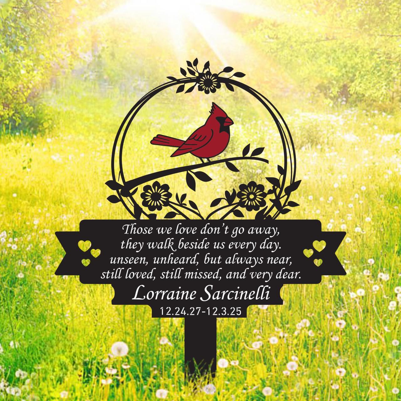 Personalized Memorial Stake Metal Sign, Cardinal Garden Stakes, Cardinals Appear, Metal Cemetery Decorations, Stake for Outdoors Yard Garden