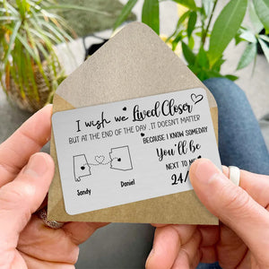 I Wish We Lived Closer - Personalized Wallet Insert Card - Valentine's Day Gift, Anniversary Gift, Long Distance Gift For Couple