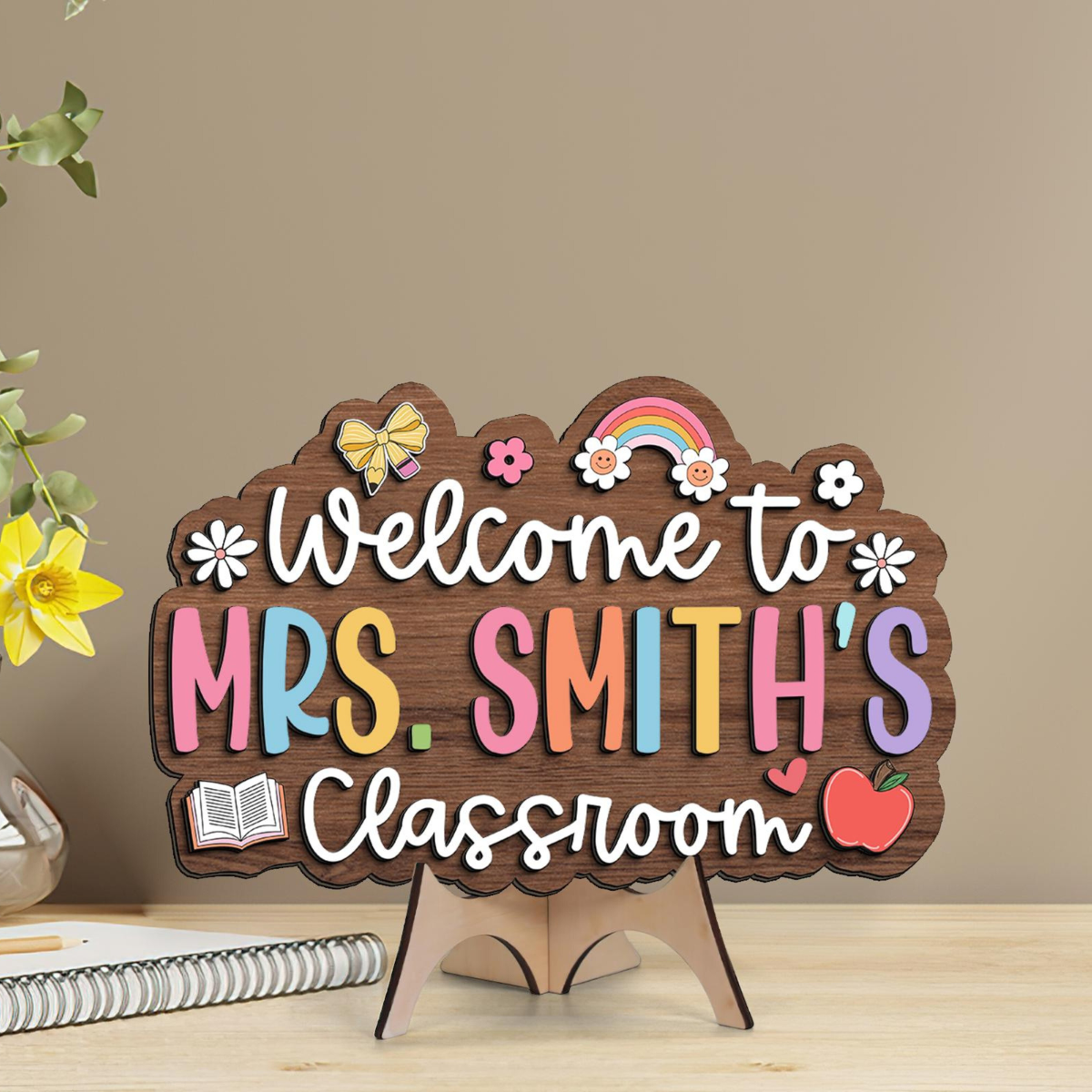 Custom Teacher Gifts, Personalized Teacher Wooden Sign, Teacher Appreciation Gifts, Classroom Welcome Sign, Teacher Door Hanger, Class Decor