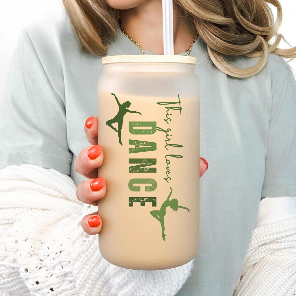 Personalized Dance Cup Dance Team Gifts Glass Tumbler, Dancer Gifts, Dance Glass Tumbler With Name, Custom Ballet Iced Coffee Cup Ballet Dancer Gift