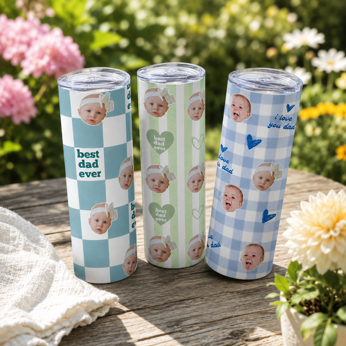 Best Dad Ever Custom Baby Photo Retro Tumbler, Personalized Photo Tumbler for Dad, Father s Day Gift, Dad Coffee Cup, First Time Daddy Gift