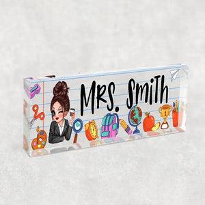 Teacher Teaches Beautiful Things - Personalized Acrylic Table Sign - Gift For Teacher, Back To School, Appreciation Gift