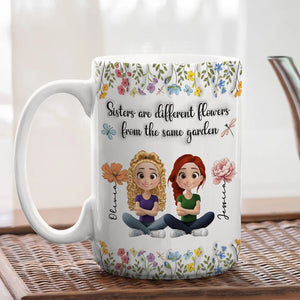 Sisters Are Different Flowers Cartoonize - Personalized 3D Inflated Effect Mug - Gift For Sister, Bestie, Soul Sister, BFF