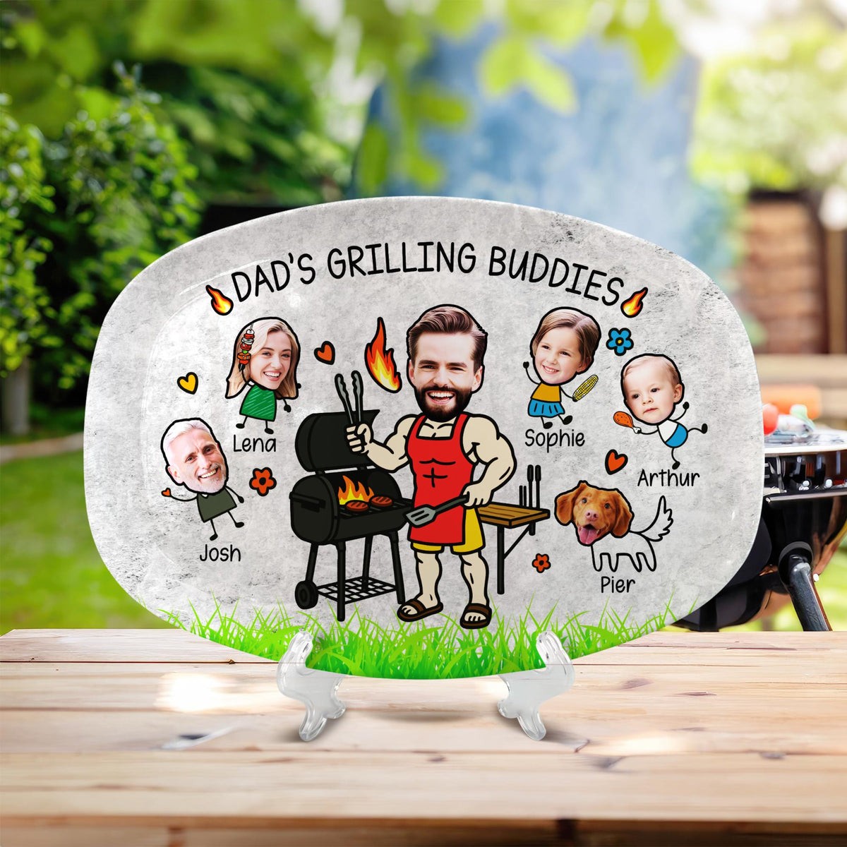 Dad s Grilling Plate, Father s Day Gift From Kids Personalized Grilling Plate Family Grilling Plate Gift With Kids Names, BBQ Gift For Daddy