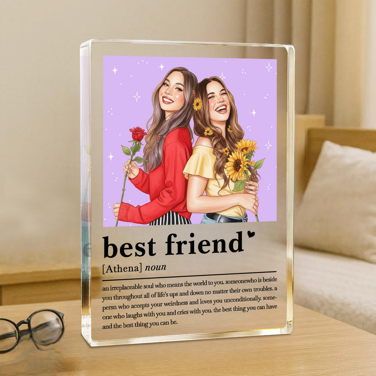 Personalised Best Friend Photo Brick Block, Custom Photo Acrylic Block, Birthday Bestie Gift, Friendship Building Block