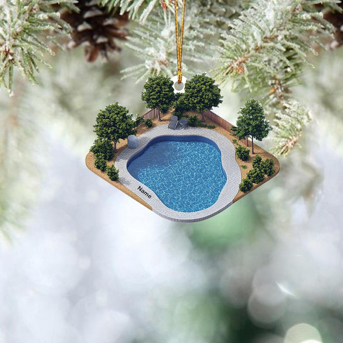Personalized Swimming Pool Ornament, Swimming Pool Christmas Ornament, Pool Lovers Ornament Gift, Pool Holiday Ornament Decor