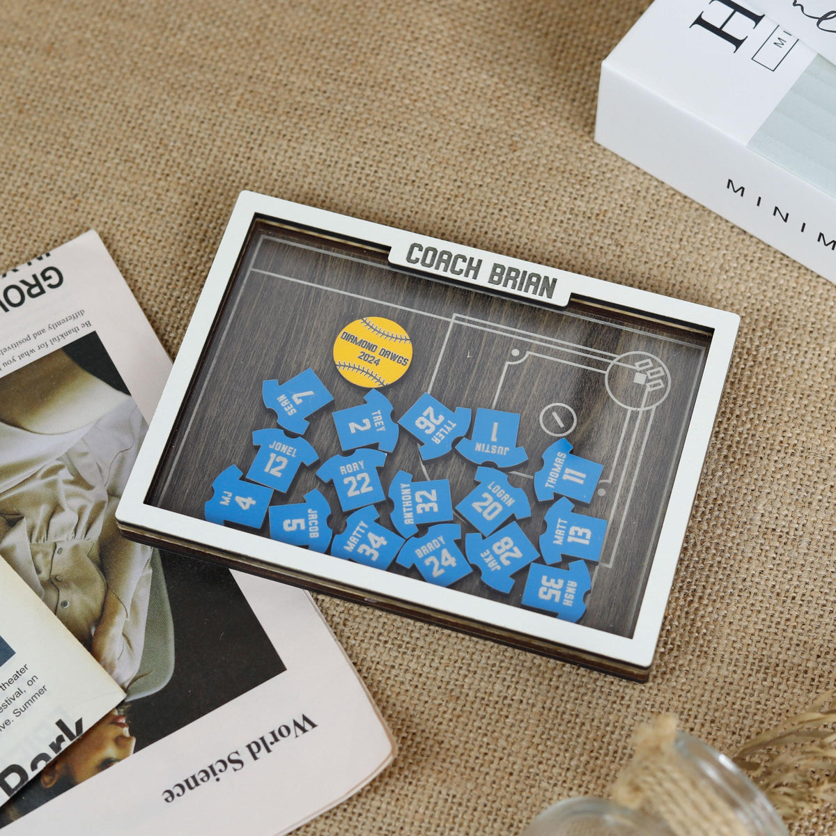 Softball Fridge Magnetic Frame, Personalized Softball Jersey Shaker, Softball Senior Keepsake, Magnet Sport Mini Shaker for Coach, Manager