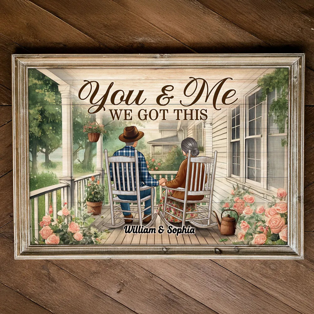 Old Couple Growing Old Together - Personalized Canvas - Anniversary Gift, Valentine's Day Gift For Couple