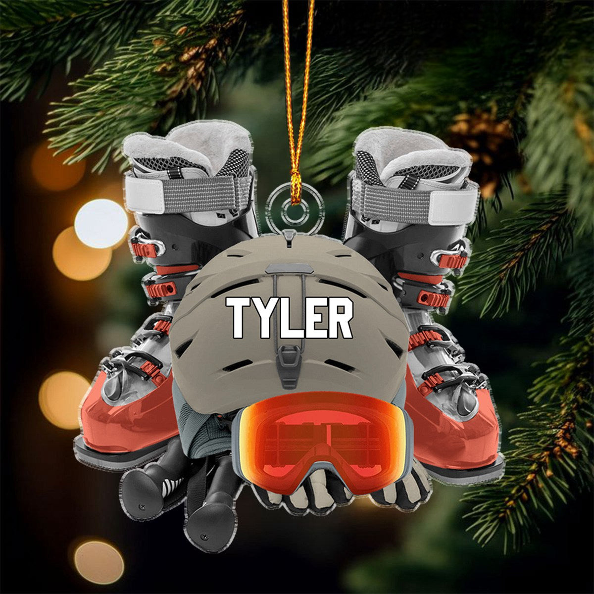 Personalized Skiing Acrylic Ornament, Christmas Gift For Skiing Lovers, Skiing Club