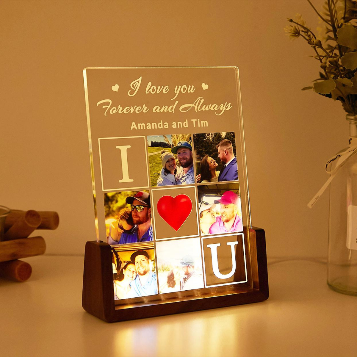 Personalized DIY Photo Night Light For Couple, Photo Collage LED Light, Custom Photo Lamp, Anniversary Gift, Birthday Gift For Couple