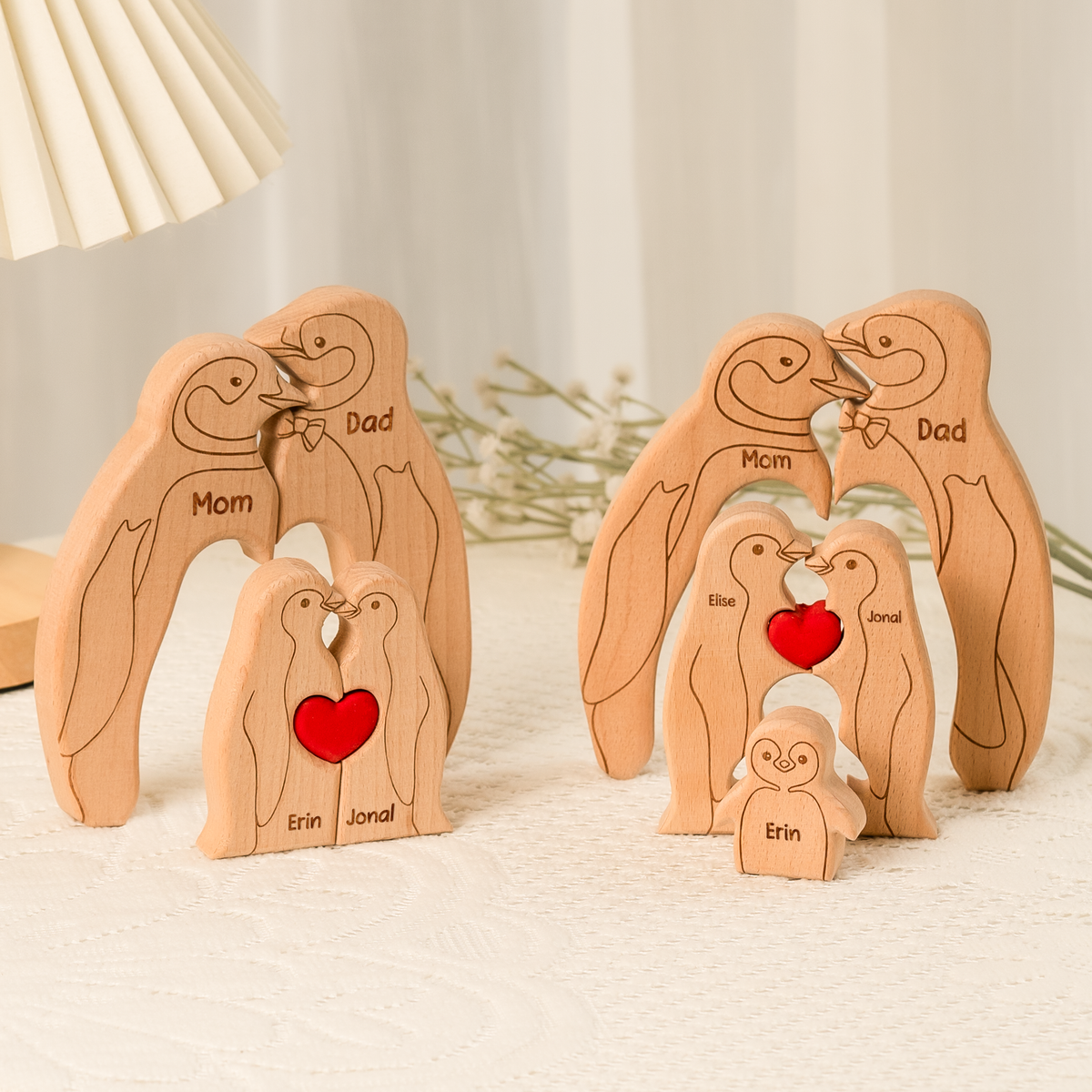 Penguin Family - Personalized Family Wooden Puzzle - Gift For Family, Mother's Day, Father's Day Gift