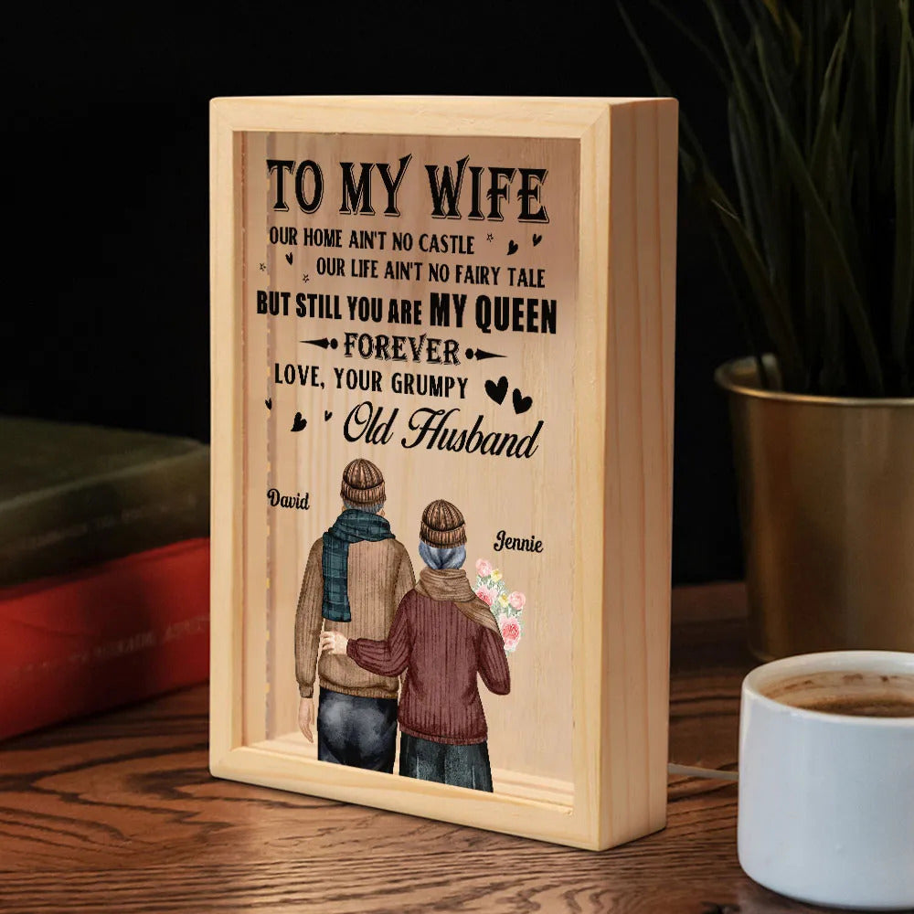 You Are My Queen Forever - Couple Personalized Custom Night Light Frame - Gift For Husband Wife, Anniversary Gift For Wife Christmas Gift For Couple Valentine Day Gift