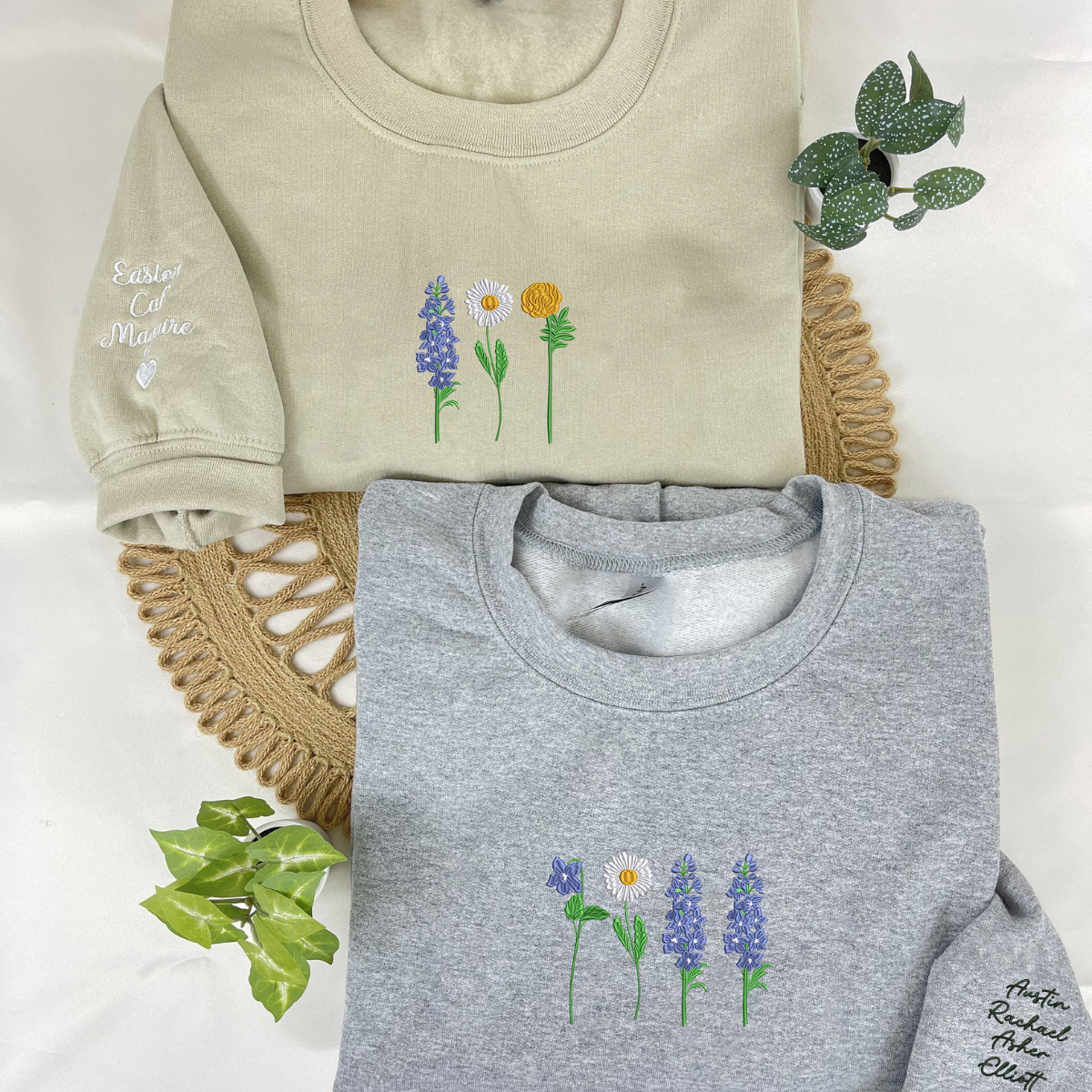 Personalized Birth Month Flower Sweatshirt, Embroidered Birth Flower Sweatshirt, Floral Embroidery, Mothers Day Gift