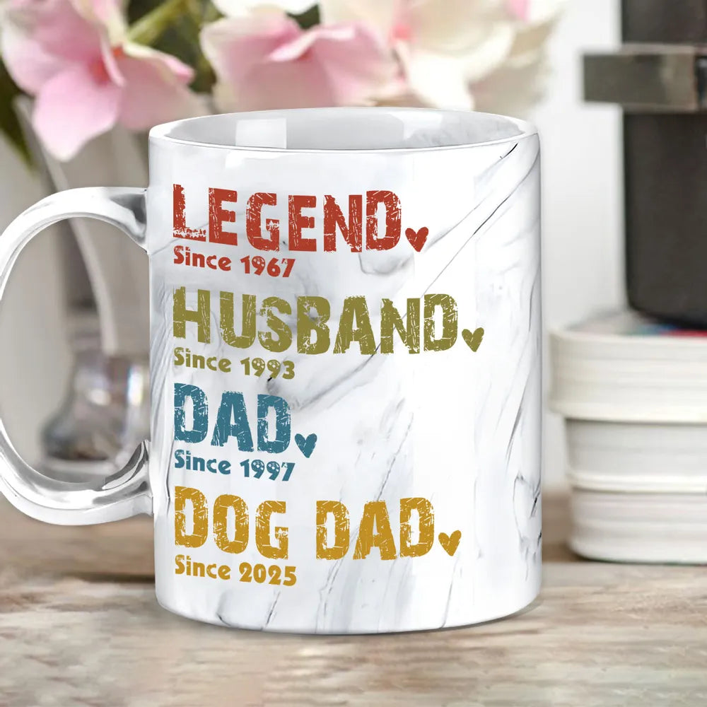 Legend Husband Daddy Papa - Personalized Marble Mug - Gift For Dad, Papa, Father's Day Gift