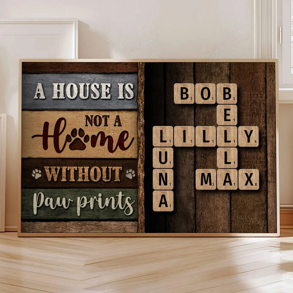 A House Is Not A Home Without Paw Crossword Puzzle - Personalized Canvas - Gift For Family, Gift For Pet Lovers