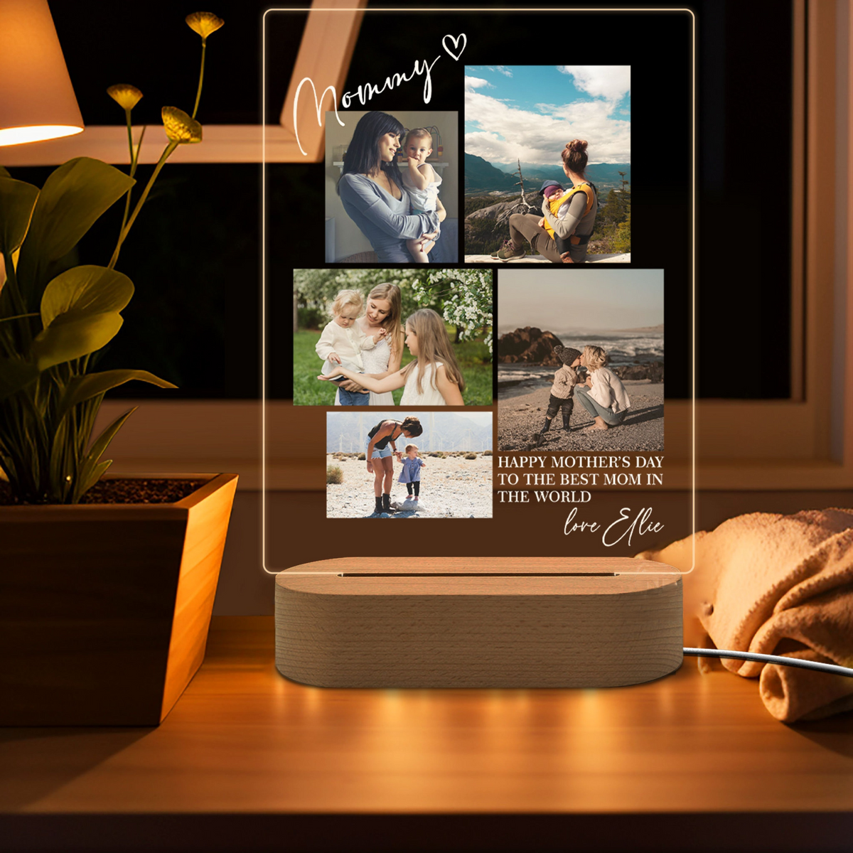 Happy Mother's Day To The Best Mom - Personalized 3D LED Light Wooden Base - Gift For Mom, Mother's Day Gift