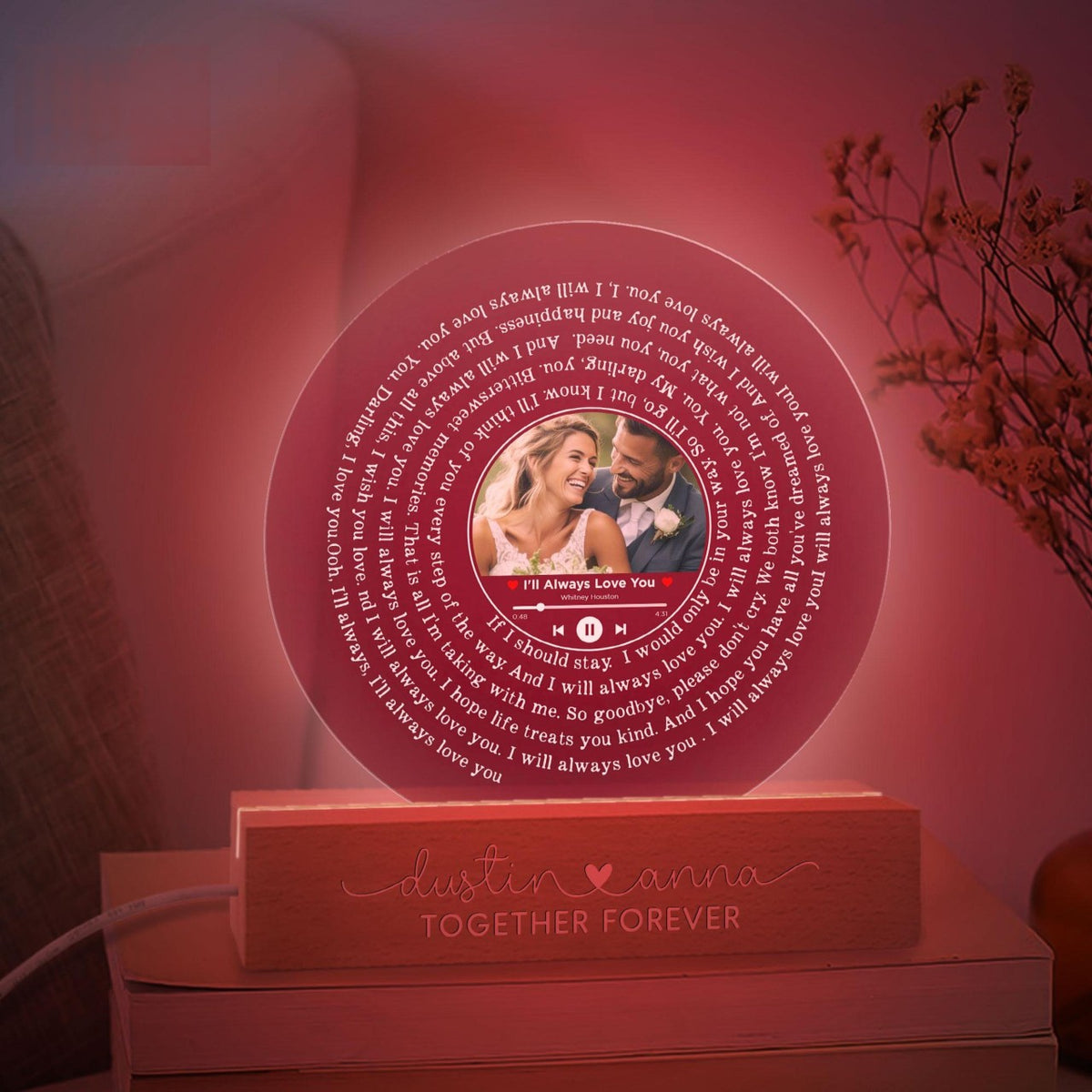 Music Couple Night Light Custom Photo, Anniversary Gifts, Romantic Gift For Couple, Valentines Day Gifts for Him, Gift for Her