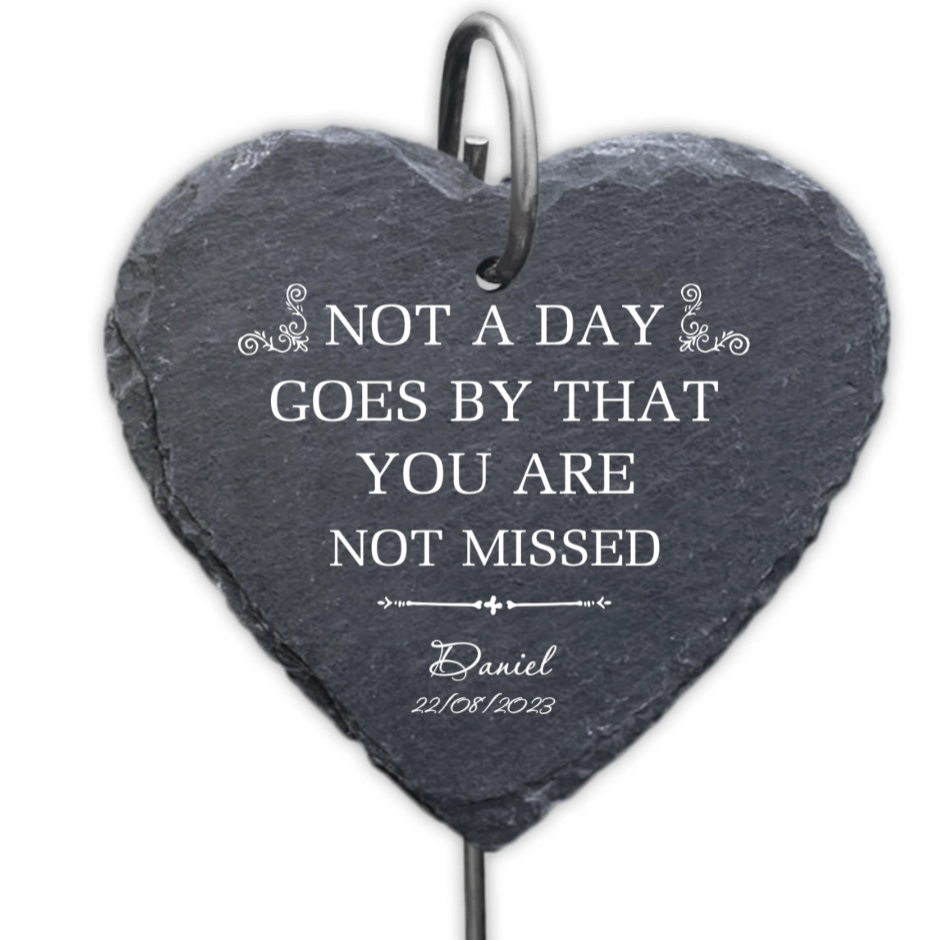 Not A Day Goes By That You Are Not Missed - Personalized Garden Slate Plaque - Memorial Gift