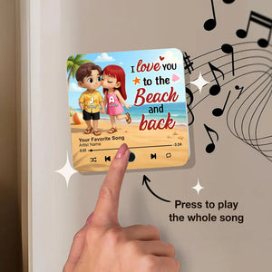 My Favorite Place in All the World is Next to You, Summer Cartoon Couple - Personalized Music Fridge Magnet - Gift For Couple