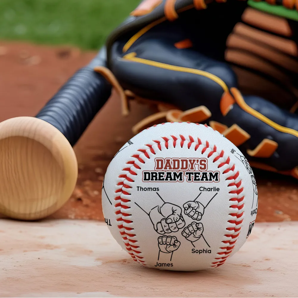 Daddy's Dream Team - Custom Baseball - Gift For Daddy Papa, Father's Day, Birthday Gift