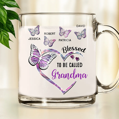 Blessed To Be Called Mama - Personalized Glass Mug - Gift For Mom, Nana, Gift For Her, Mother's Day Gift