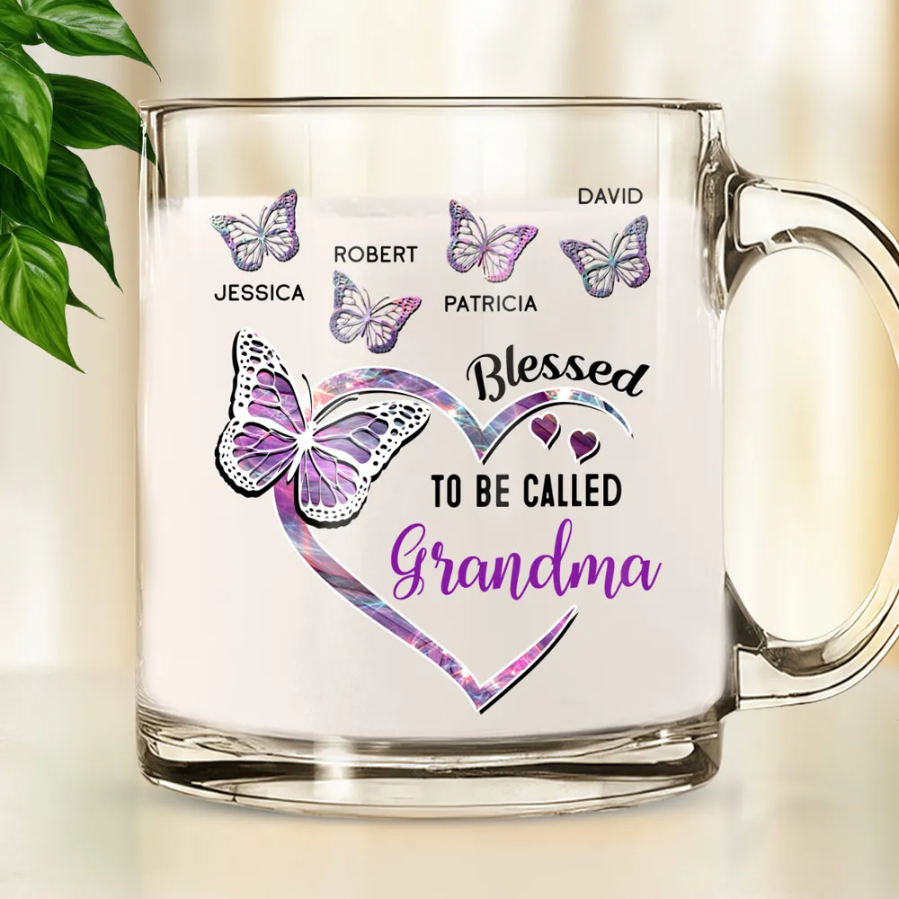 Blessed To Be Called Mama - Personalized Glass Mug - Gift For Mom, Nana, Gift For Her, Mother's Day Gift