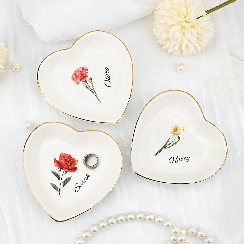 Flowers Are Love's Language - Personalized  Jewelry Plate - Gift For Her, Gift For Mother, Sister, Friends