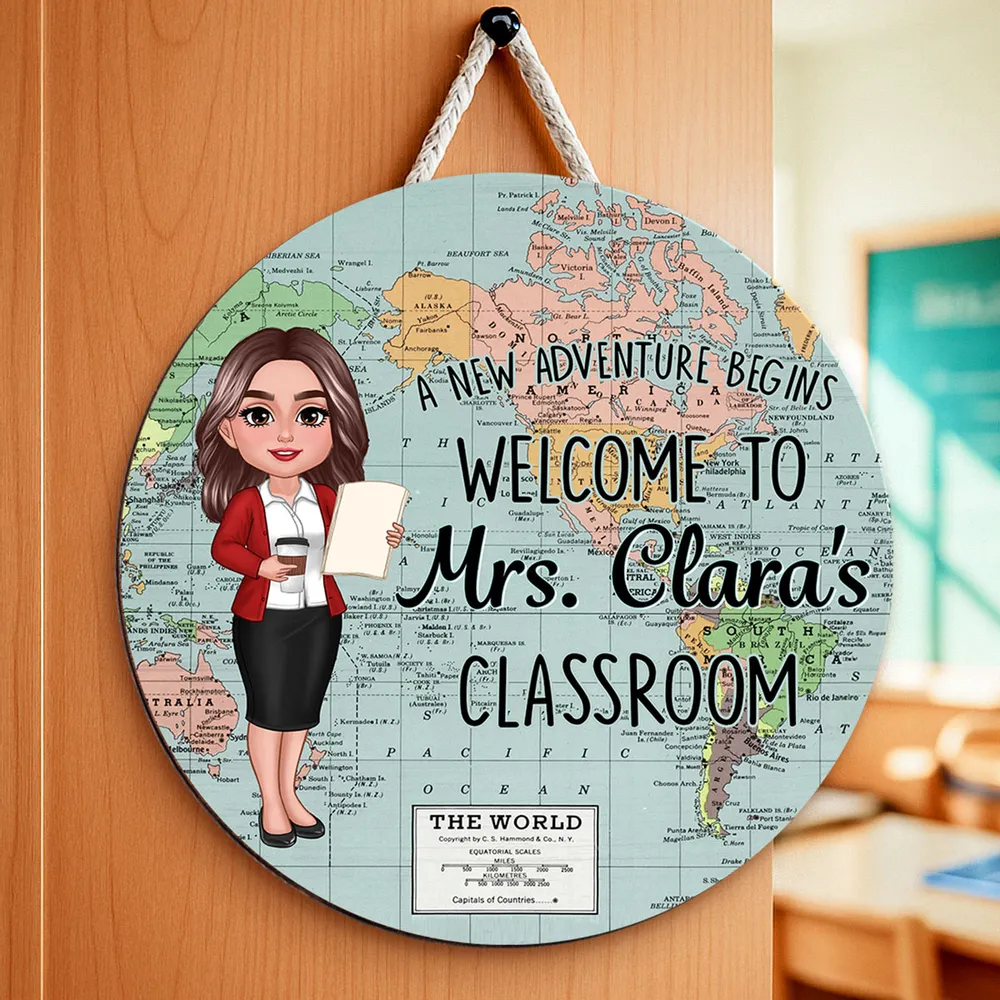 A New Adventure Begins - Personalized Wooden Sign - Gift For Teacher, Back To School