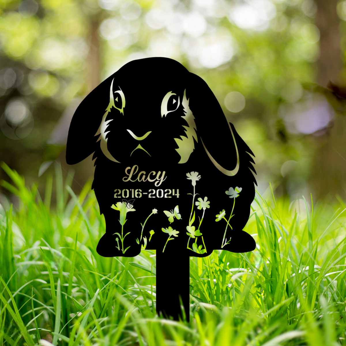 Custom Lop Rabbit Memorial Metal Stake, Rabbit Loss, In Loving Memorial, Remembrance Stake, Sympathy Sign, Pet Grave Markers, Outdoor Sign