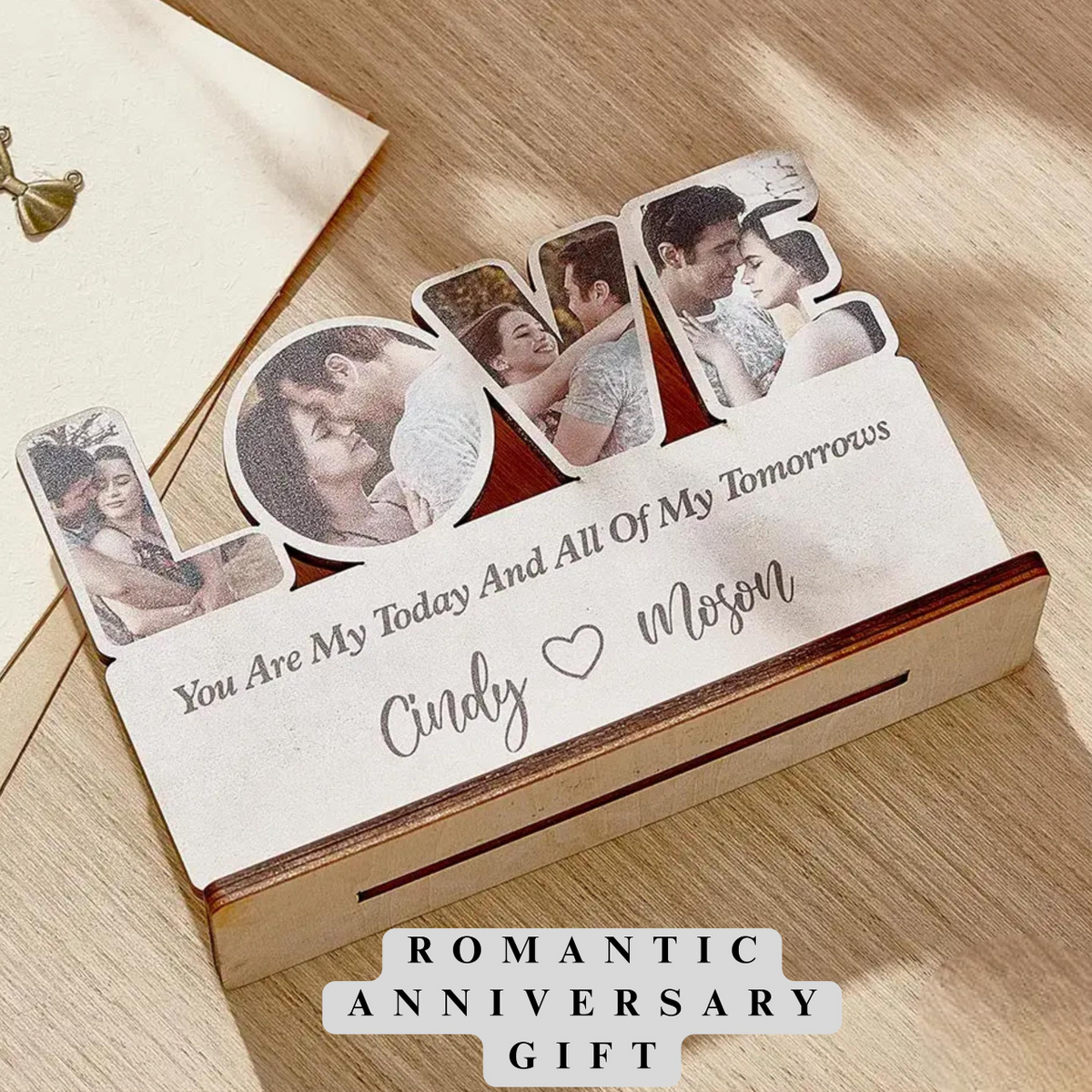 Custom Wooden Love Plaque, Personalized Photo Sign Romantic Home Decoration, Unique Anniversary Keepsake, Husband Wife Lovers Gift for Couples
