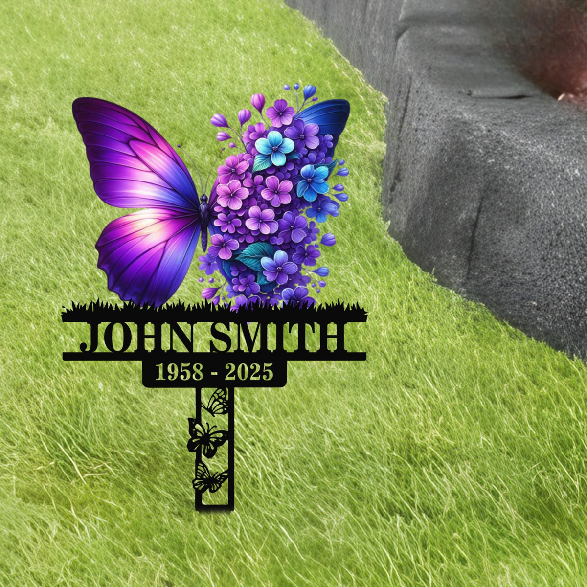 Custom Butterfly Memorial Stake,Personalized Memorial Metal Stake,Remembrance Stake,Sympathy Gift,Outdoor Grave Marker, In Loving Memorial