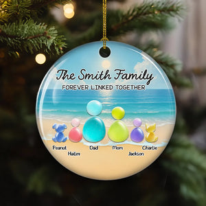 Sea Glass Family Forever Linked Together - Personalized Ornament - Christmas Gift For Family