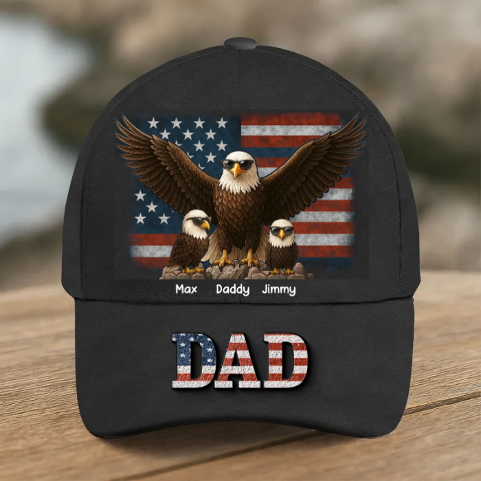 American Eagle Grandpa Dad - Personalized Classic Cap - Father's Day Gift For Dad, Grandpa