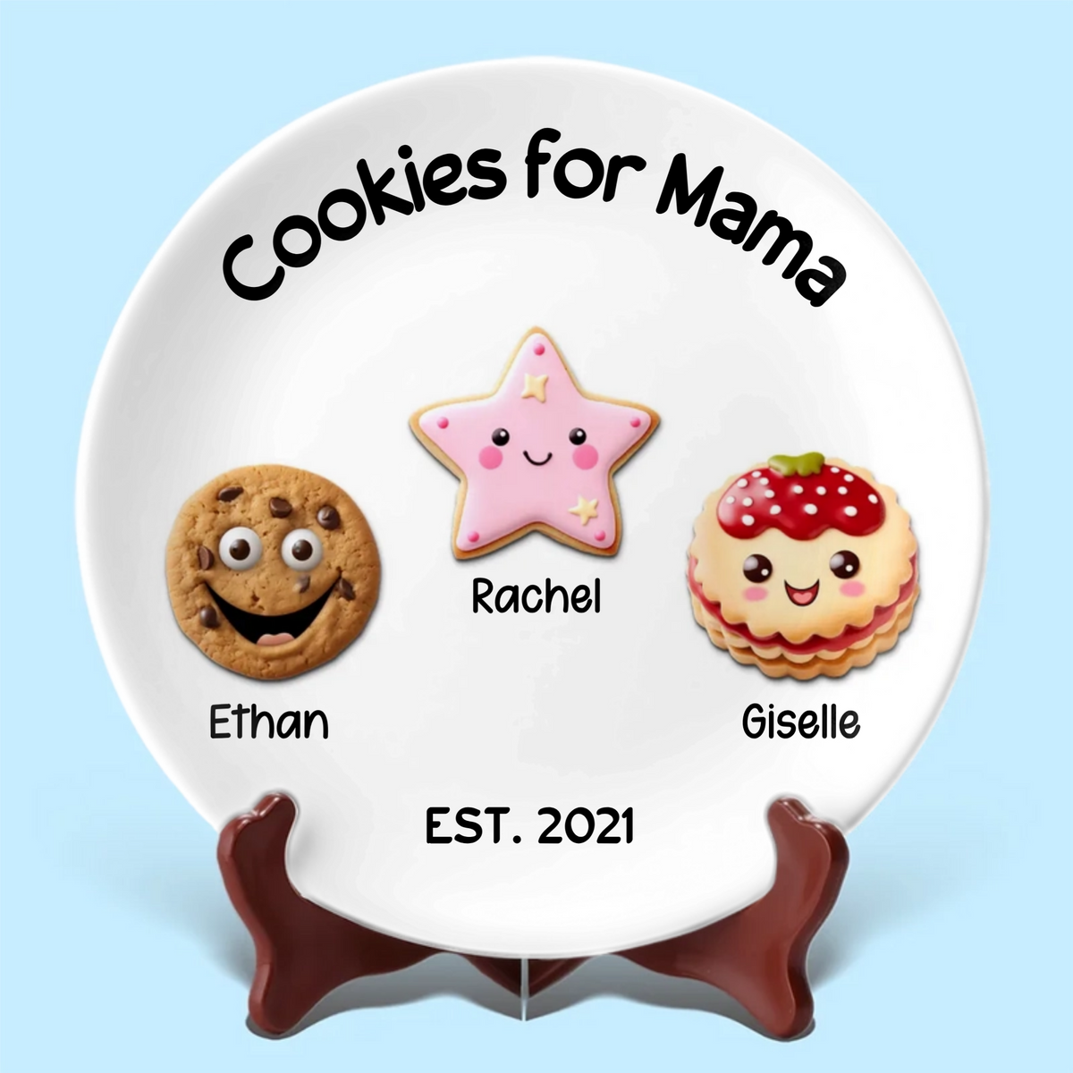 Cookies For Mom Grandma - Personalized Ceramic Plate - Gift For Mom, Grandma, Christmas or Birthday Gift