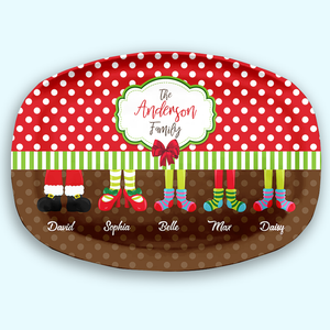 Custom Santa Feet Family - Personalized Christmas Platter - Christmas Home Decoration, Gift For Family