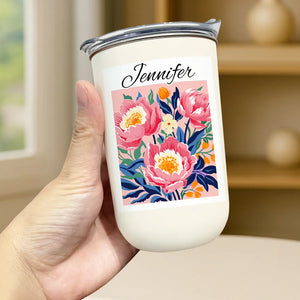 Retro Custom Birth Month Flower - Personalized Tumbler 10oz - Gift For Sisters, Gift For Besties