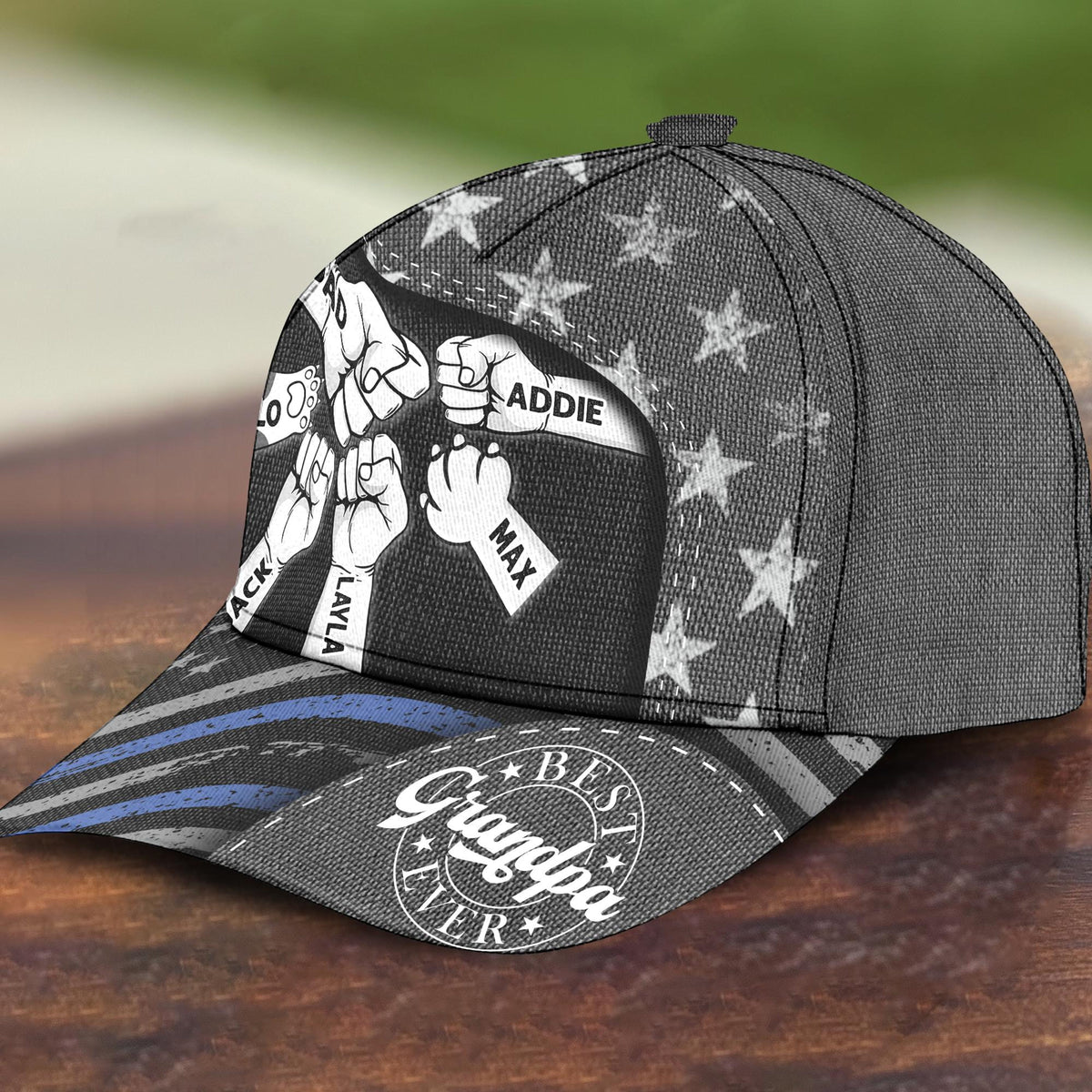 Personalized Fist Bump Daddy Grandpa Classic Cap, Cap For Grandpa, Hat For Husband, Father's Day Gift For Dad, USA Flag Themed Dad Cap