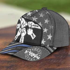 Personalized Fist Bump Daddy Grandpa Classic Cap, Cap For Grandpa, Hat For Husband, Father's Day Gift For Dad, USA Flag Themed Dad Cap