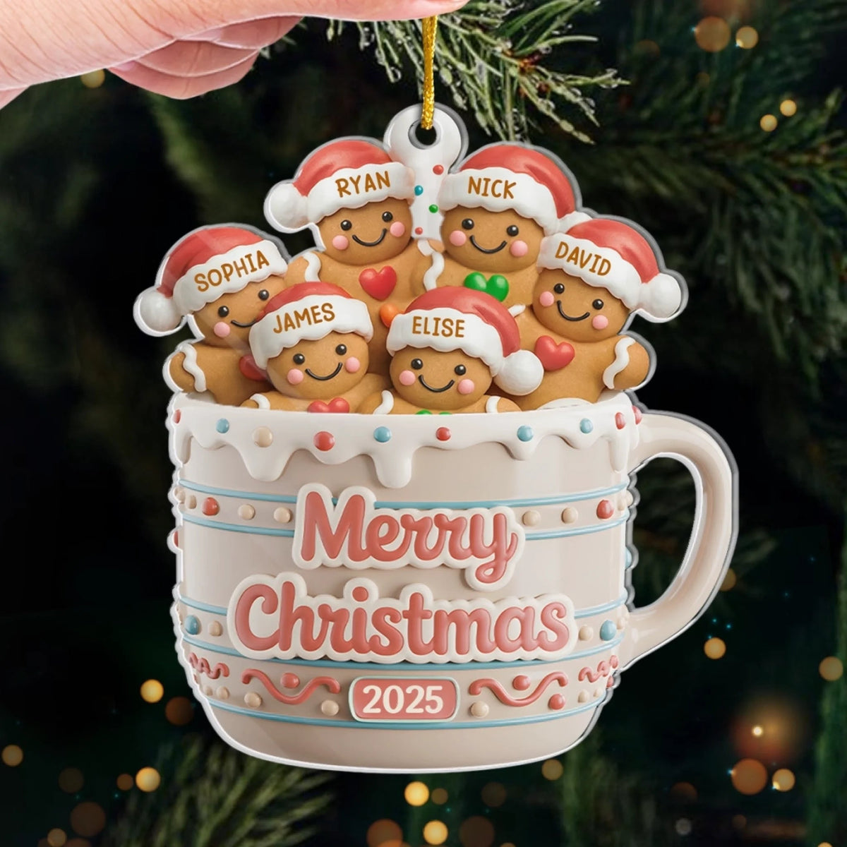 Merry Christmas Cookies Crew In Cup - Personalized Acrylic Ornament - Christmas Gift For Family